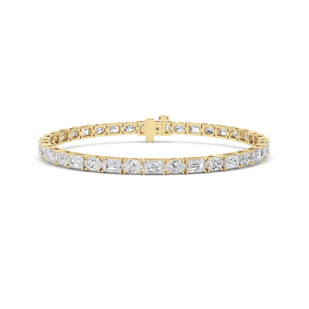 10CTW Emerald And Round Lab Grown Diamond (F/VS ) Bracelet in 14K Gold