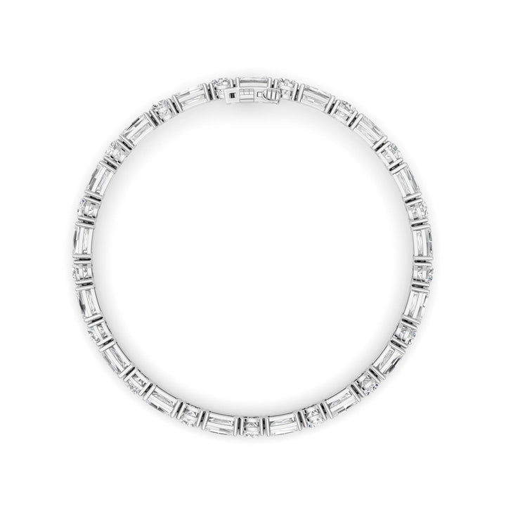 15CTW Emerald And Round Lab Grown Diamond (F/VS ) Bracelet in 14K Gold