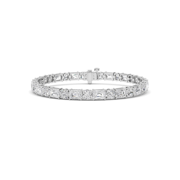 15CTW Emerald And Round Lab Grown Diamond (F/VS ) Bracelet in 14K Gold