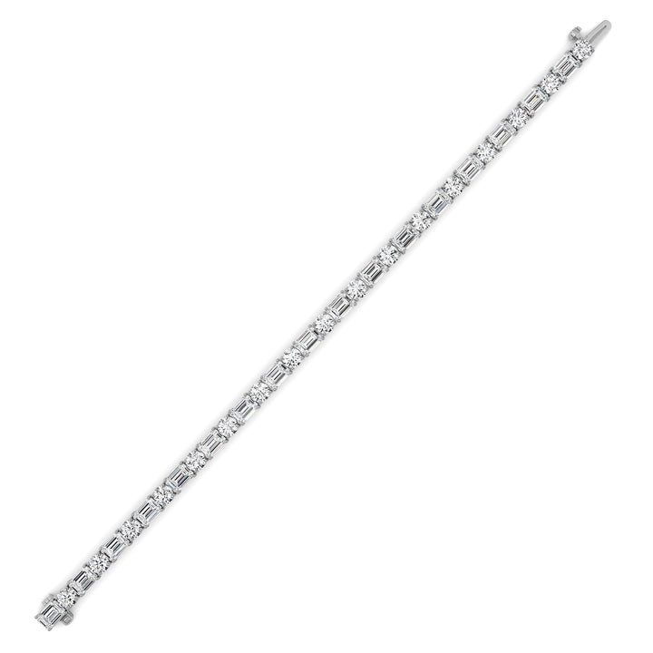15CTW Emerald And Round Lab Grown Diamond (F/VS ) Bracelet in 14K Gold