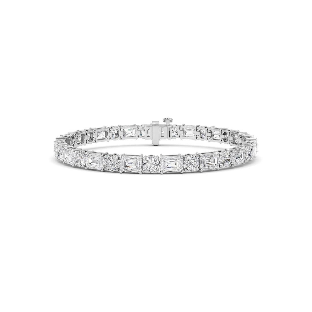 15CTW Emerald And Round Lab Grown Diamond (F/VS ) Bracelet in 14K Gold