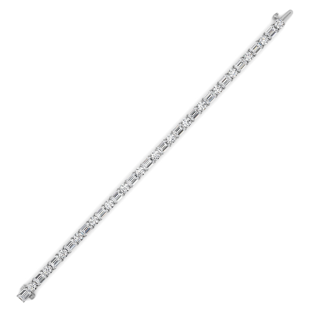 15CTW Emerald And Round Lab Grown Diamond (F/VS ) Bracelet in 14K Gold