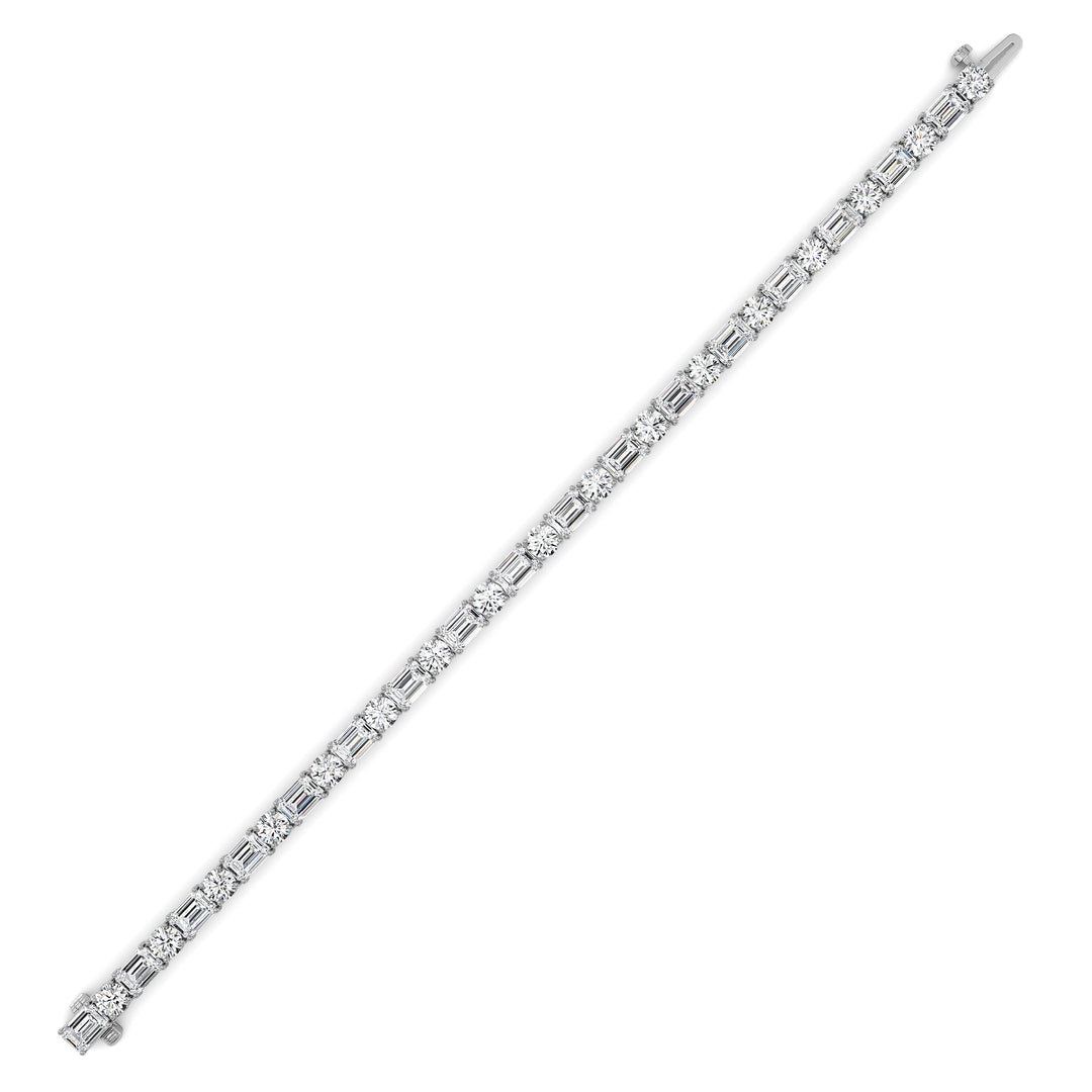 15CTW Emerald And Round Lab Grown Diamond (F/VS ) Bracelet in 14K Gold