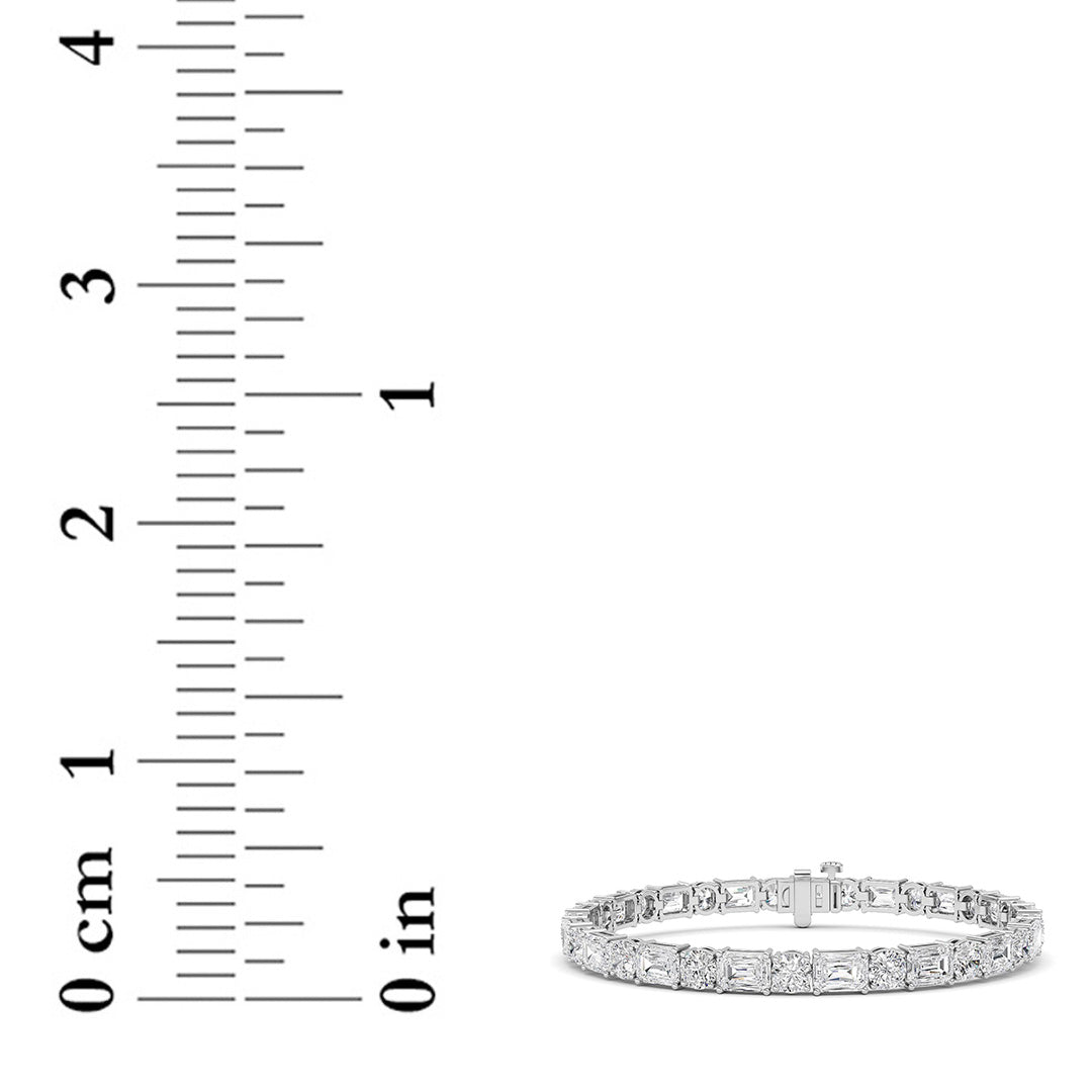 15CTW Emerald And Round Lab Grown Diamond (F/VS ) Bracelet in 14K Gold