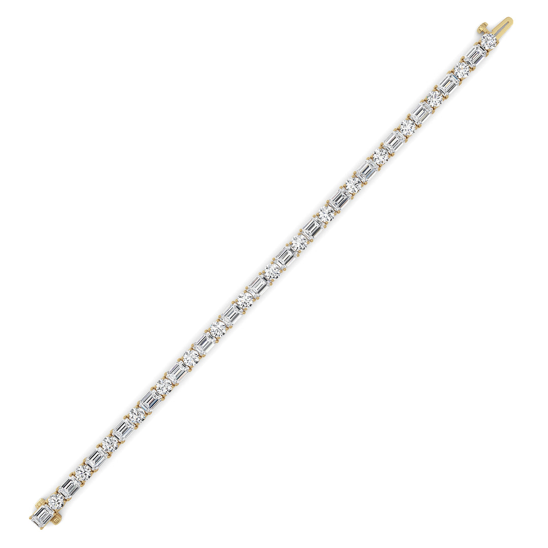 15CTW Emerald And Round Lab Grown Diamond (F/VS ) Bracelet in 14K Gold