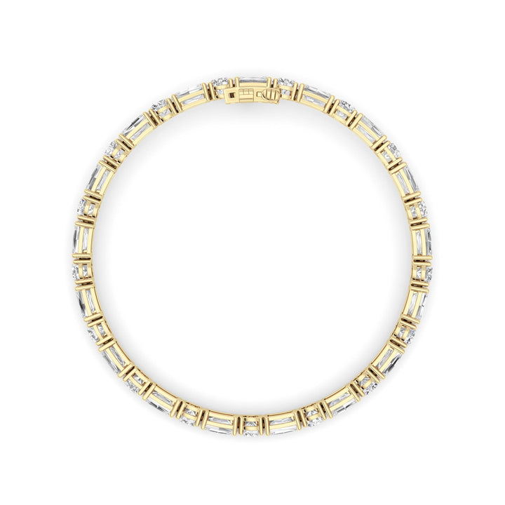 15CTW Emerald And Round Lab Grown Diamond (F/VS ) Bracelet in 14K Gold