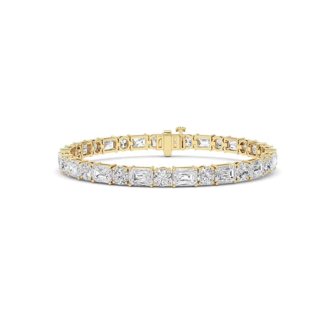 15CTW Emerald And Round Lab Grown Diamond (F/VS ) Bracelet in 14K Gold
