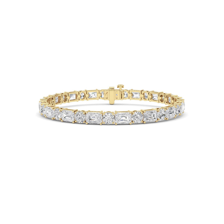 15CTW Emerald And Round Lab Grown Diamond (F/VS ) Bracelet in 14K Gold