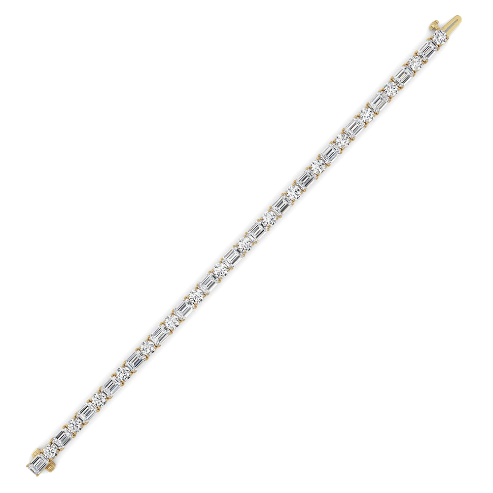 15CTW Emerald And Round Lab Grown Diamond (F/VS ) Bracelet in 14K Gold