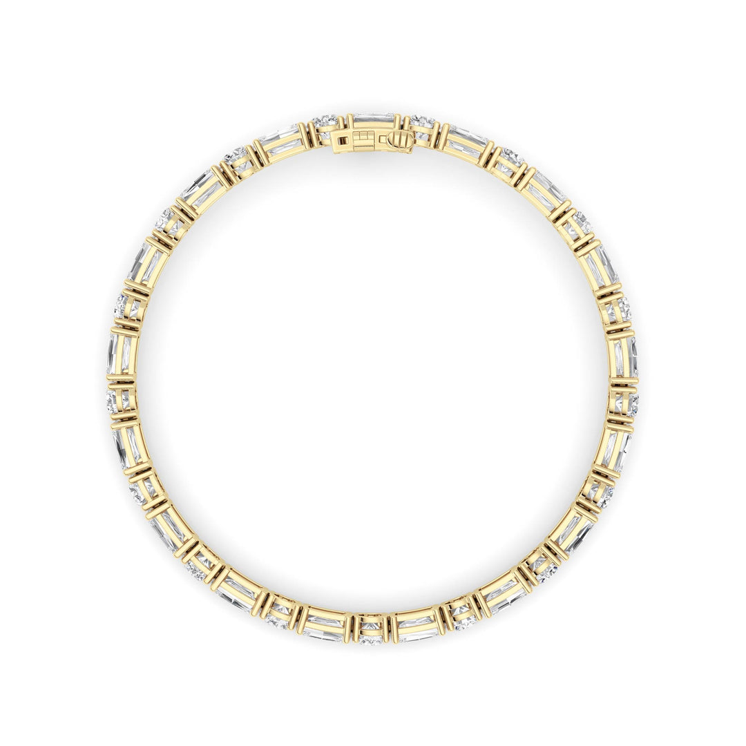 15CTW Emerald And Round Lab Grown Diamond (F/VS ) Bracelet in 14K Gold