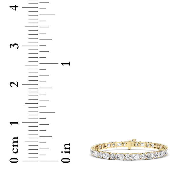 15CTW Emerald And Round Lab Grown Diamond (F/VS ) Bracelet in 14K Gold