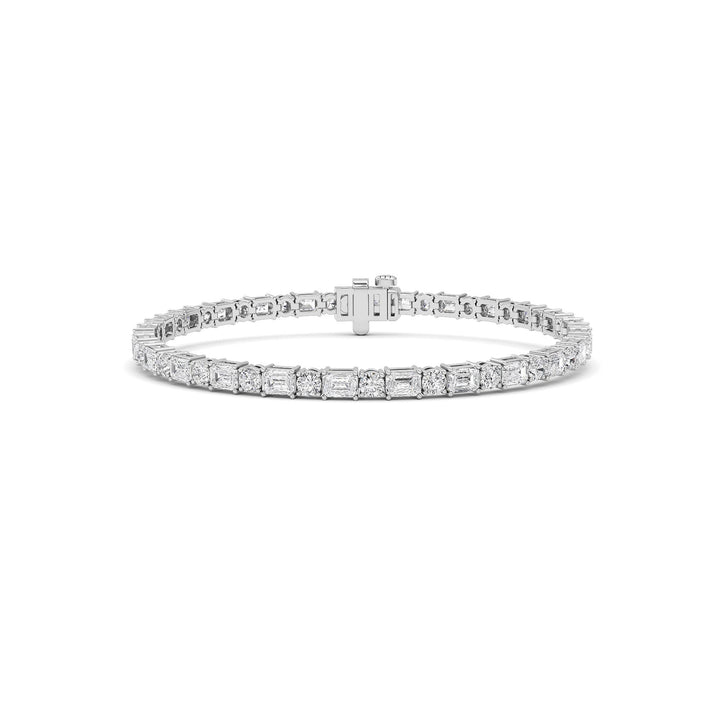 7CTW Emerald And Round Lab Grown Diamond (F/VS ) Bracelet in 14K Gold