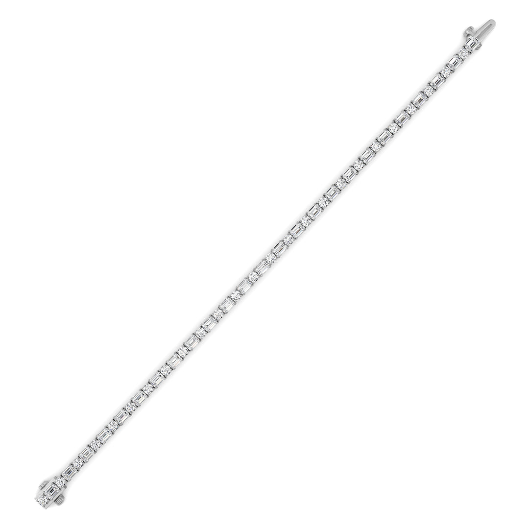 7CTW Emerald And Round Lab Grown Diamond (F/VS ) Bracelet in 14K Gold