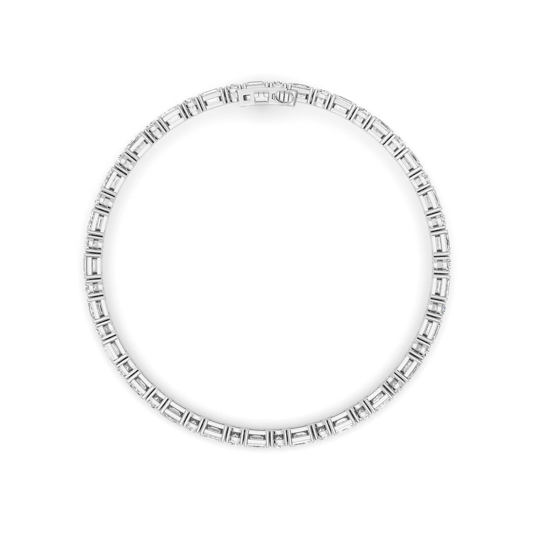 7CTW Emerald And Round Lab Grown Diamond (F/VS ) Bracelet in 14K Gold
