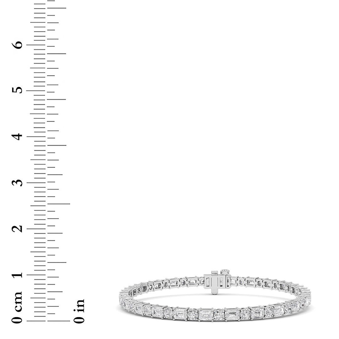 7CTW Emerald And Round Lab Grown Diamond (F/VS ) Bracelet in 14K Gold