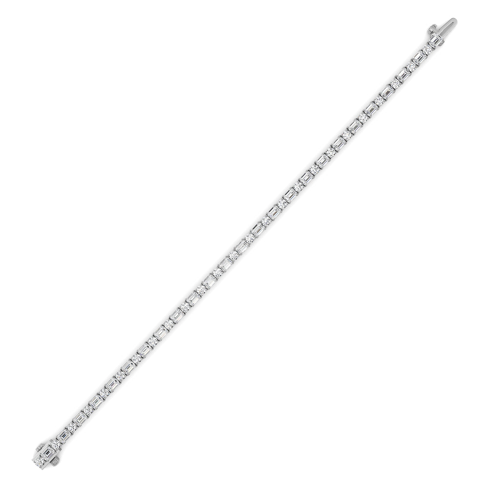 7CTW Emerald And Round Lab Grown Diamond (F/VS ) Bracelet in 14K Gold
