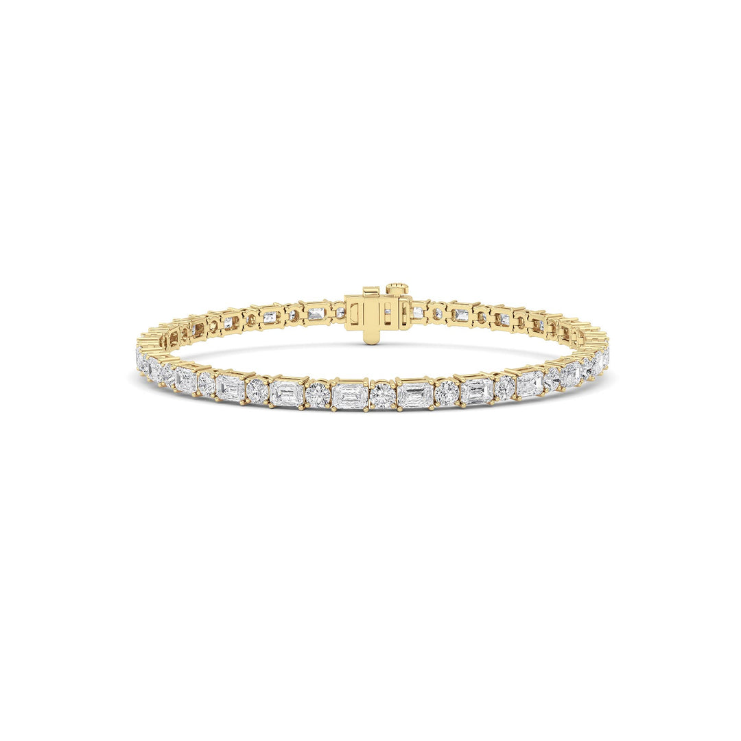 7CTW Emerald And Round Lab Grown Diamond (F/VS ) Bracelet in 14K Gold