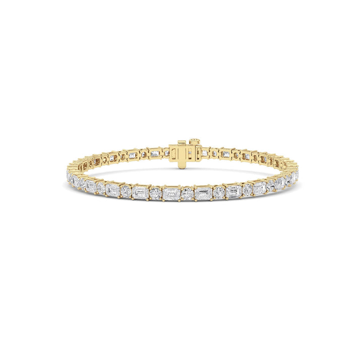 7CTW Emerald And Round Lab Grown Diamond (F/VS ) Bracelet in 14K Gold