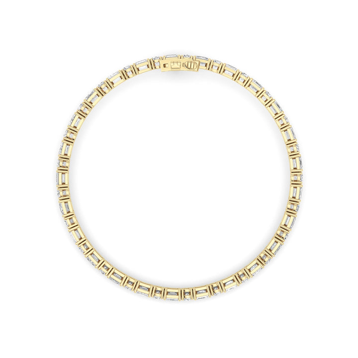 7CTW Emerald And Round Lab Grown Diamond (F/VS ) Bracelet in 14K Gold