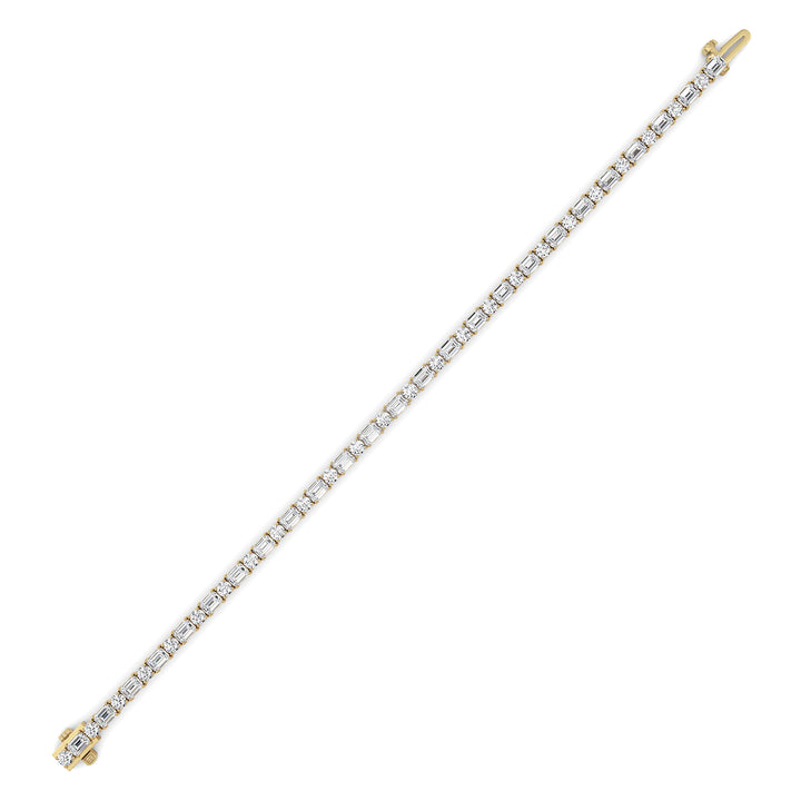 7CTW Emerald And Round Lab Grown Diamond (F/VS ) Bracelet in 14K Gold