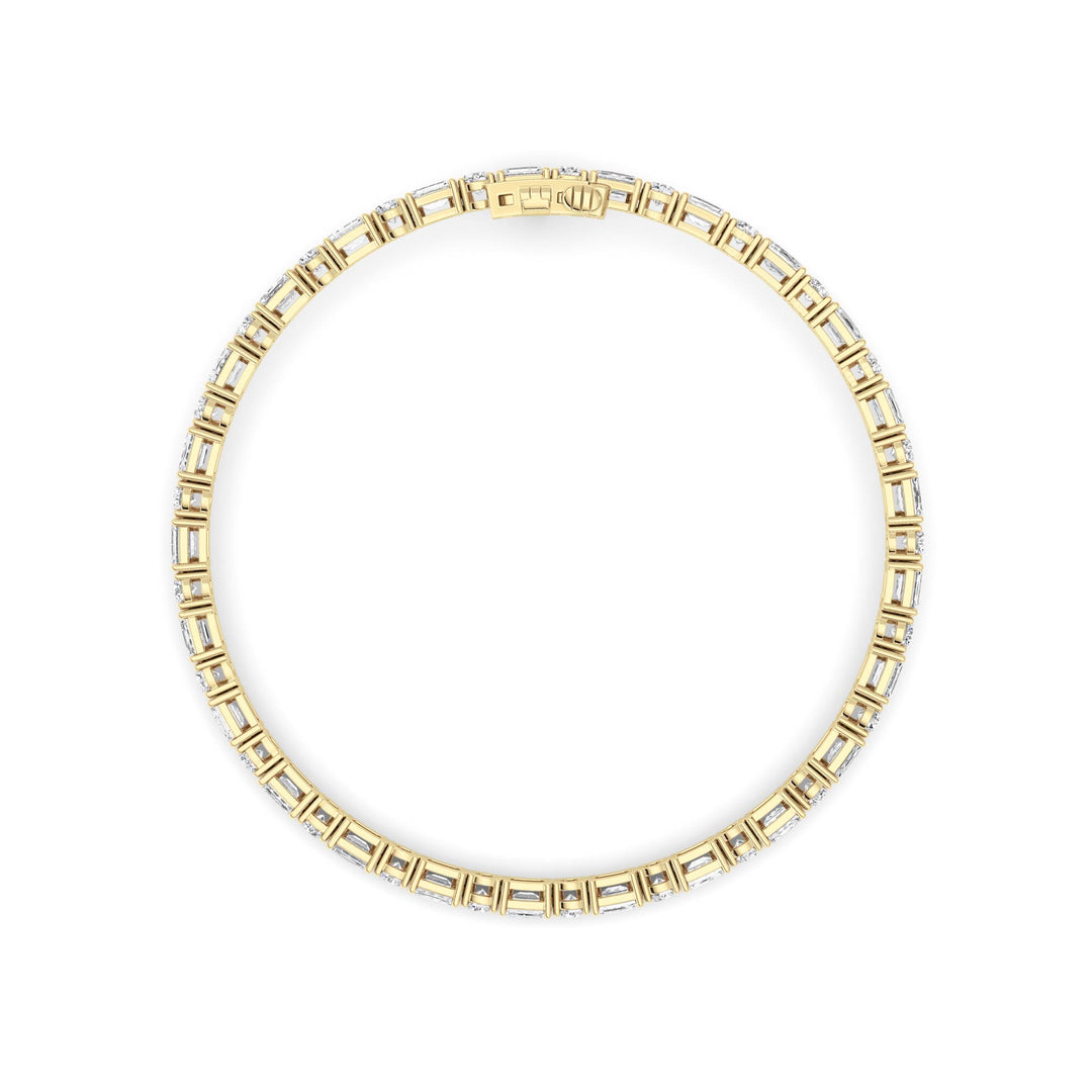 7CTW Emerald And Round Lab Grown Diamond (F/VS ) Bracelet in 14K Gold