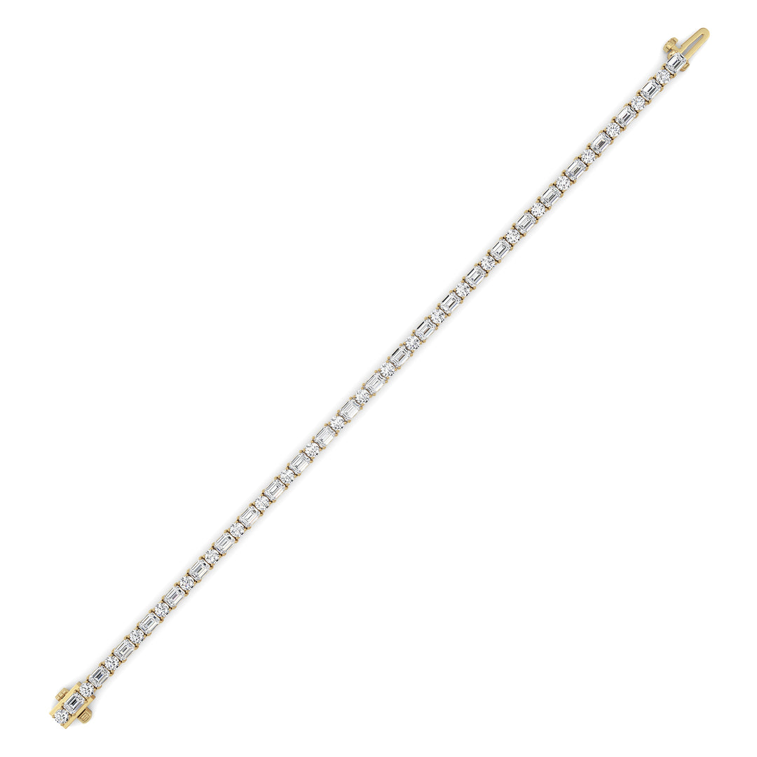 7CTW Emerald And Round Lab Grown Diamond (F/VS ) Bracelet in 14K Gold