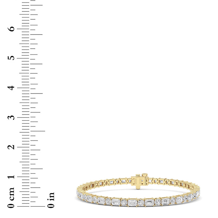 7CTW Emerald And Round Lab Grown Diamond (F/VS ) Bracelet in 14K Gold