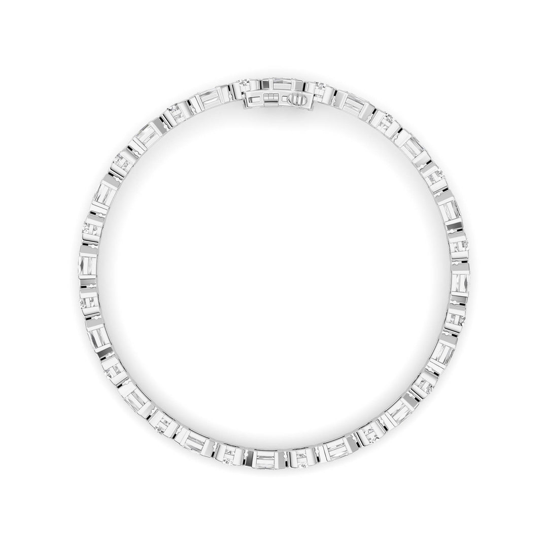 13CTW Emerald And Round Shaped Lab Grown Diamond (F/VS) Semi Bezel Line Bracelet in 14K Gold