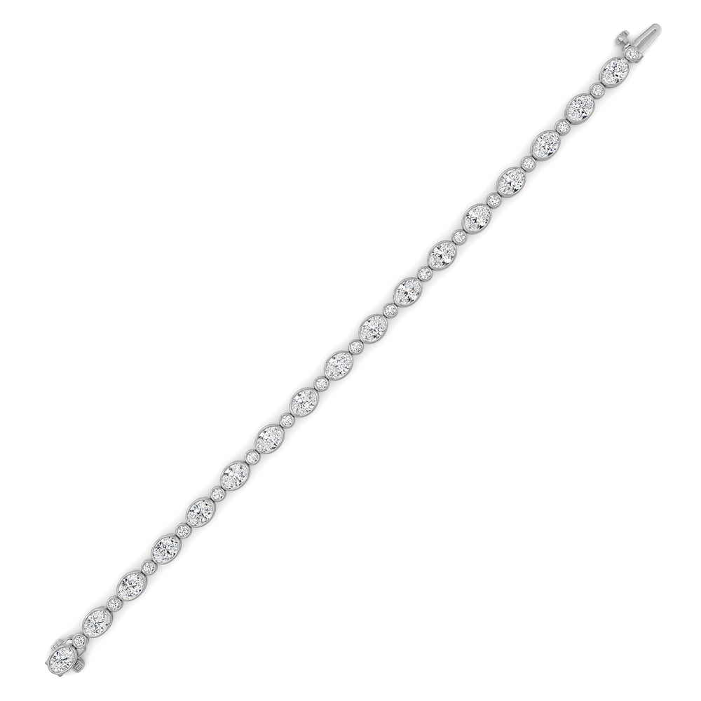 8CTW Oval And Round Lab Grown Diamond (F/VS ) Bezel Set Bracelet in 14K Gold