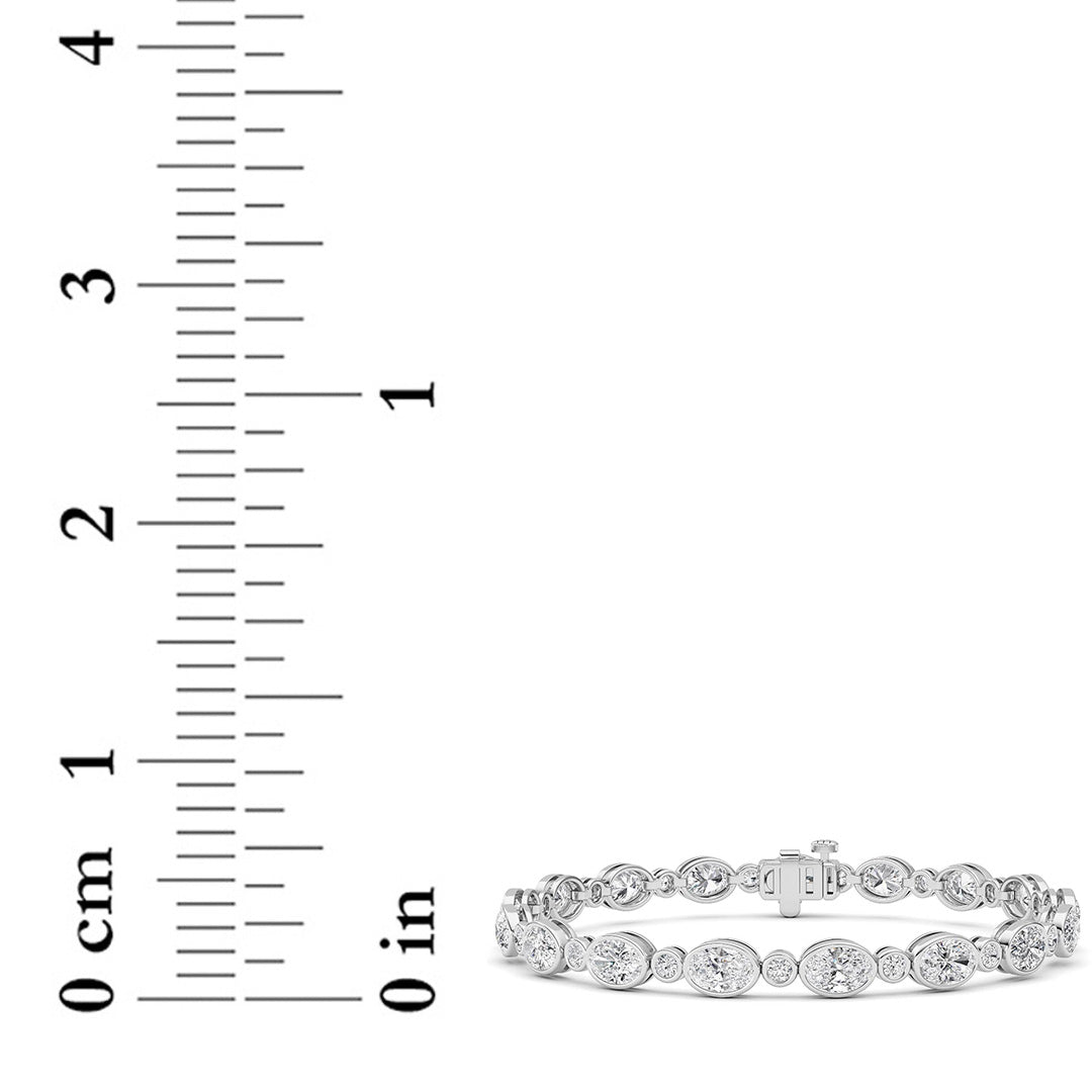 8CTW Oval And Round Lab Grown Diamond (F/VS ) Bezel Set Bracelet in 14K Gold