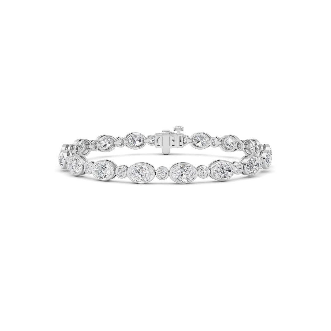 8CTW Oval And Round Lab Grown Diamond (F/VS ) Bezel Set Bracelet in 14K Gold