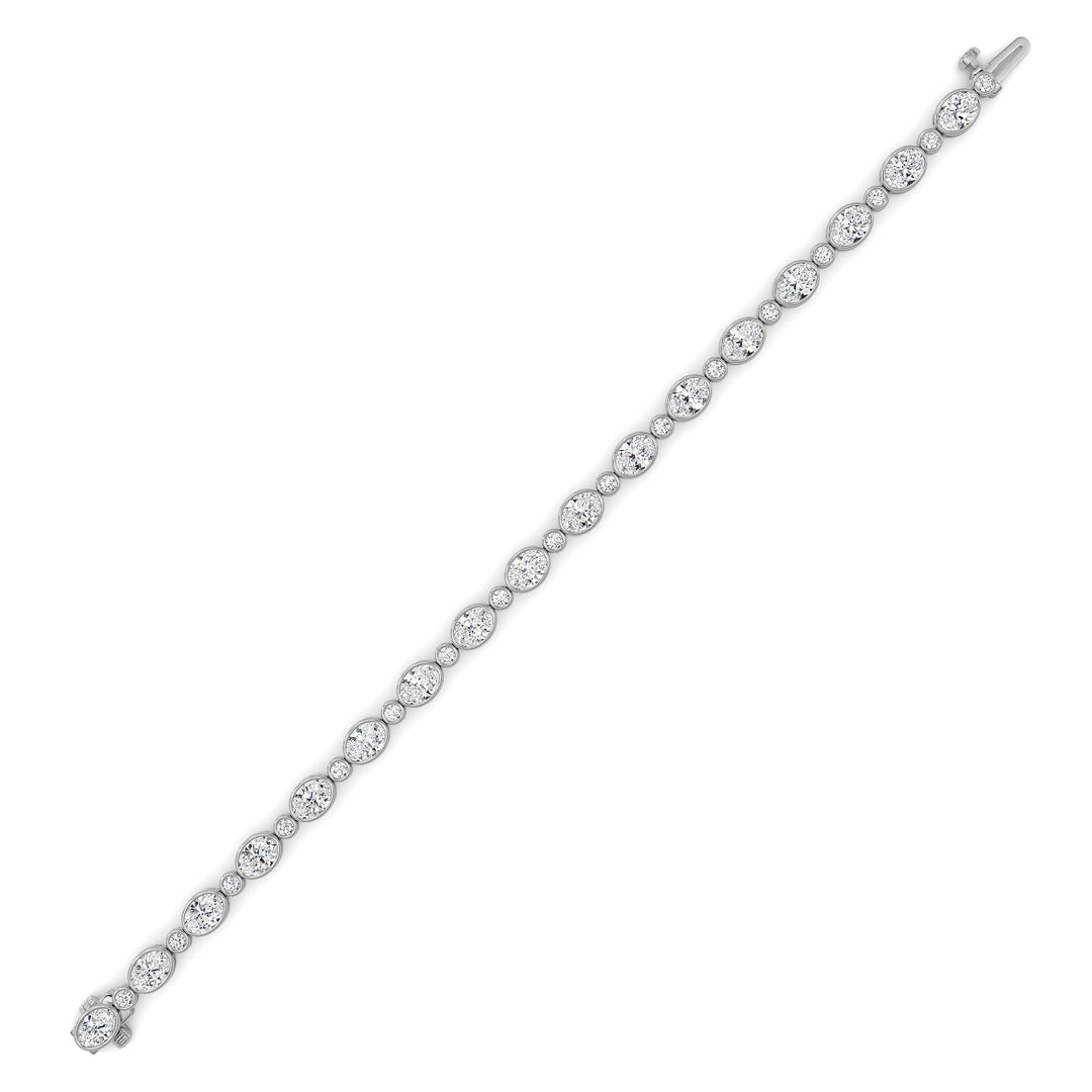 8CTW Oval And Round Lab Grown Diamond (F/VS ) Bezel Set Bracelet in 14K Gold