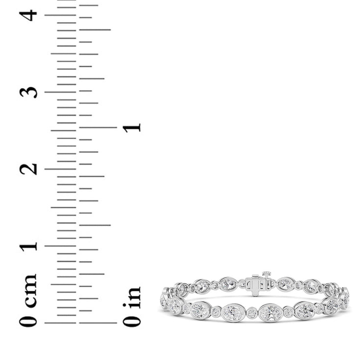 8CTW Oval And Round Lab Grown Diamond (F/VS ) Bezel Set Bracelet in 14K Gold