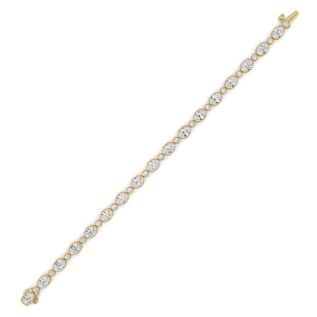 8CTW Oval And Round Lab Grown Diamond (F/VS ) Bezel Set Bracelet in 14K Gold