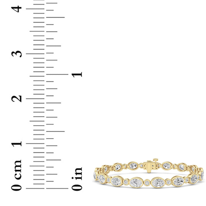 8CTW Oval And Round Lab Grown Diamond (F/VS ) Bezel Set Bracelet in 14K Gold