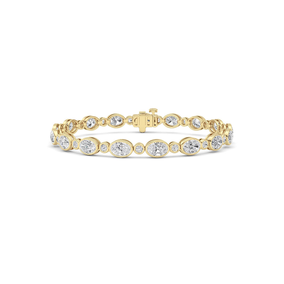 8CTW Oval And Round Lab Grown Diamond (F/VS ) Bezel Set Bracelet in 14K Gold
