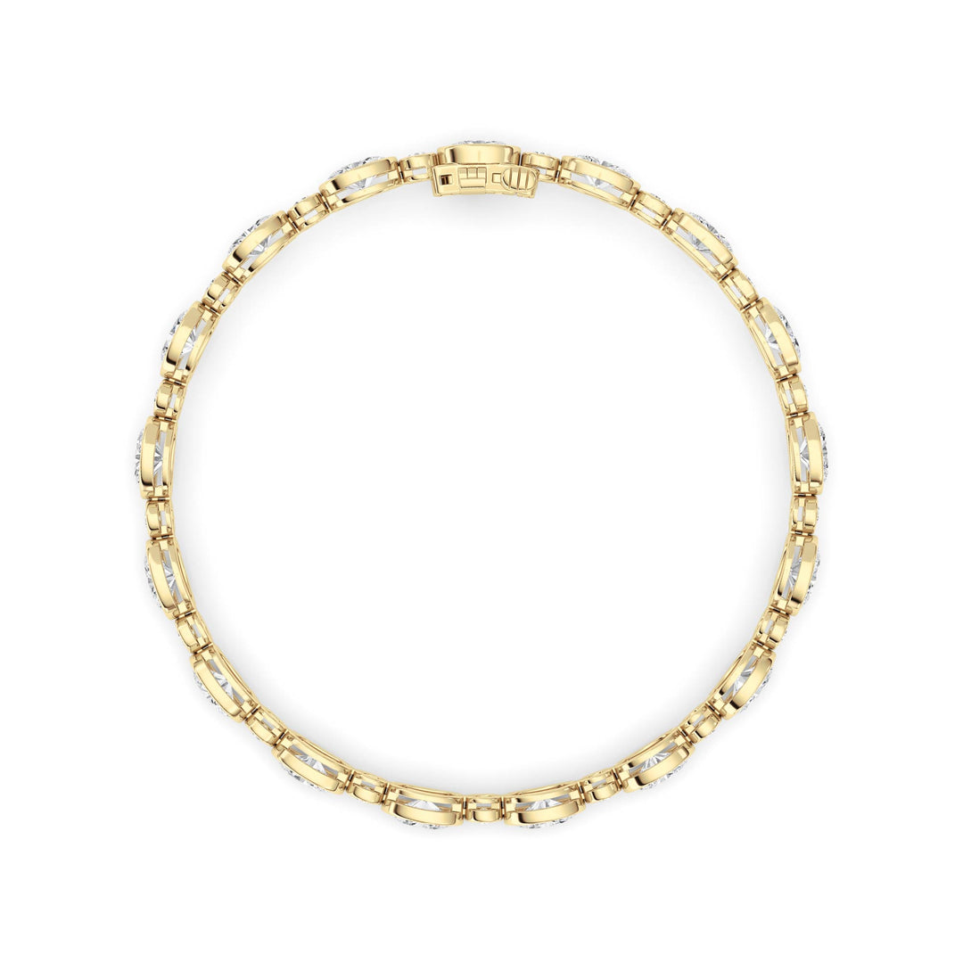 8CTW Oval And Round Lab Grown Diamond (F/VS ) Bezel Set Bracelet in 14K Gold