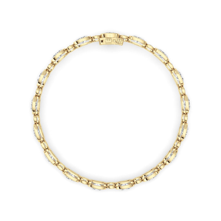 8CTW Oval And Round Lab Grown Diamond (F/VS ) Bezel Set Bracelet in 14K Gold