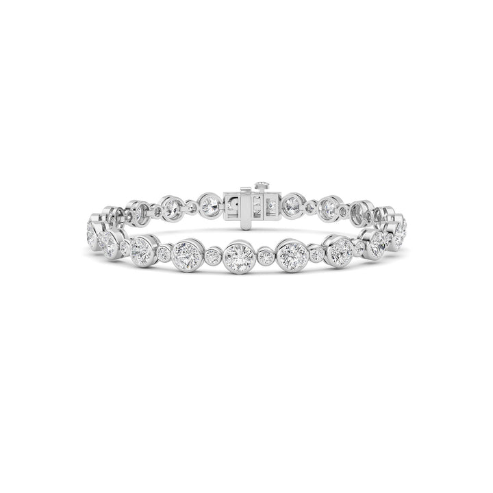9CTW Round Lab Grown Diamond (F/VS ) Bezel Set Bracelet in 14K Gold