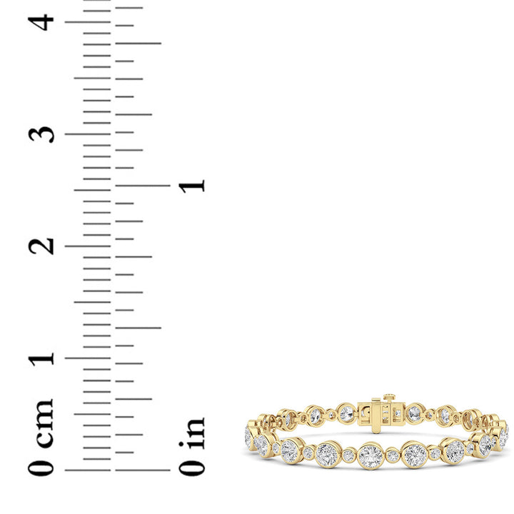 9CTW Round Lab Grown Diamond (F/VS ) Bezel Set Bracelet in 14K Gold