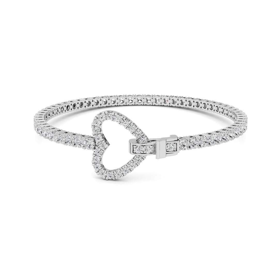 5CTW Round Shaped Lab Grown Diamond (F/VS) Bracelet in 14K White Gold