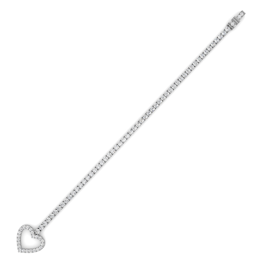 5CTW Round Shaped Lab Grown Diamond (F/VS) Bracelet in 14K White Gold