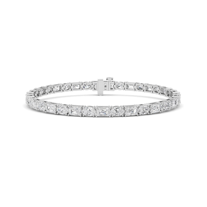 10CTW Emerald Shaped Lab Grown Diamond (F/VS) Bracelet in 14K White Gold