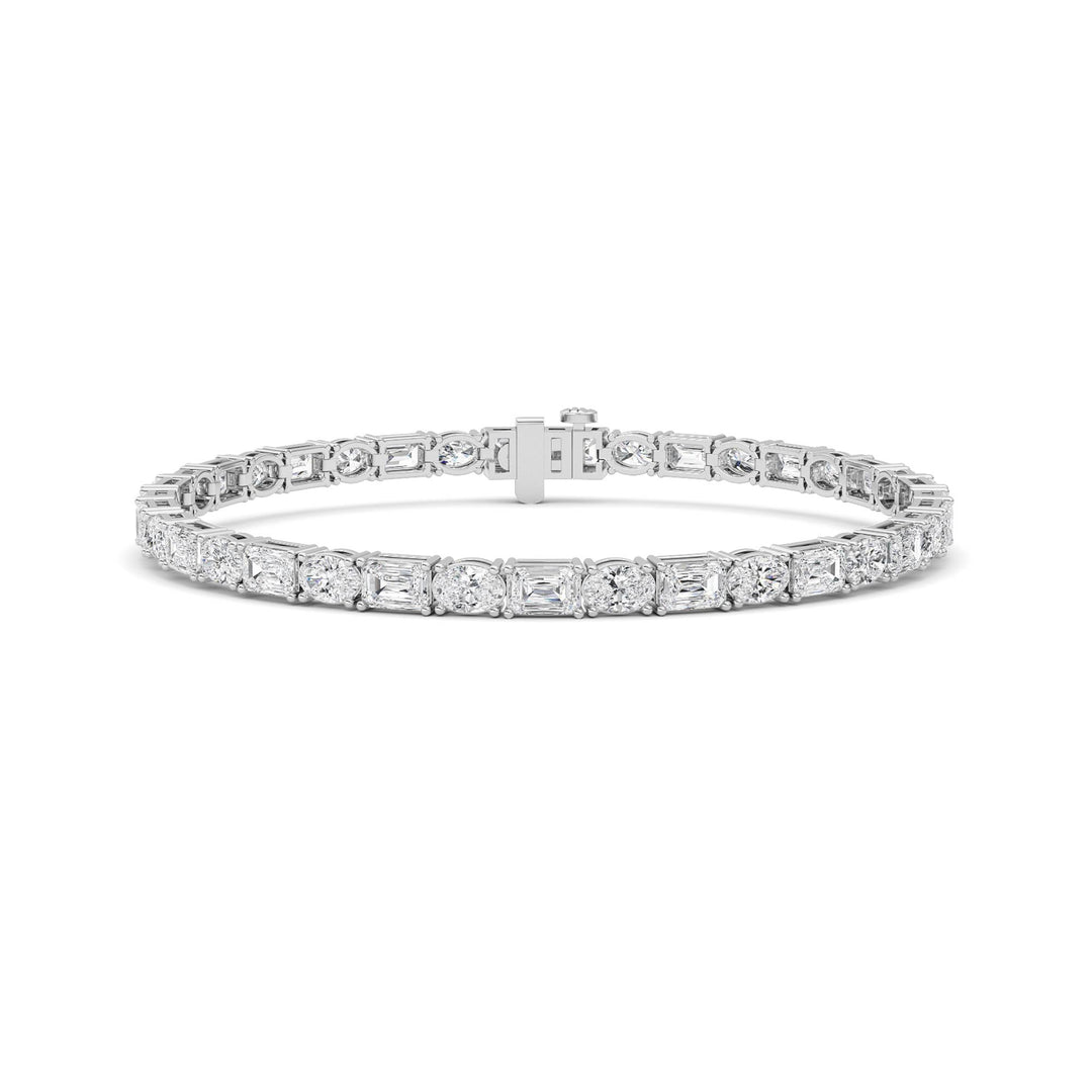 10CTW Emerald Shaped Lab Grown Diamond (F/VS) Bracelet in 14K White Gold