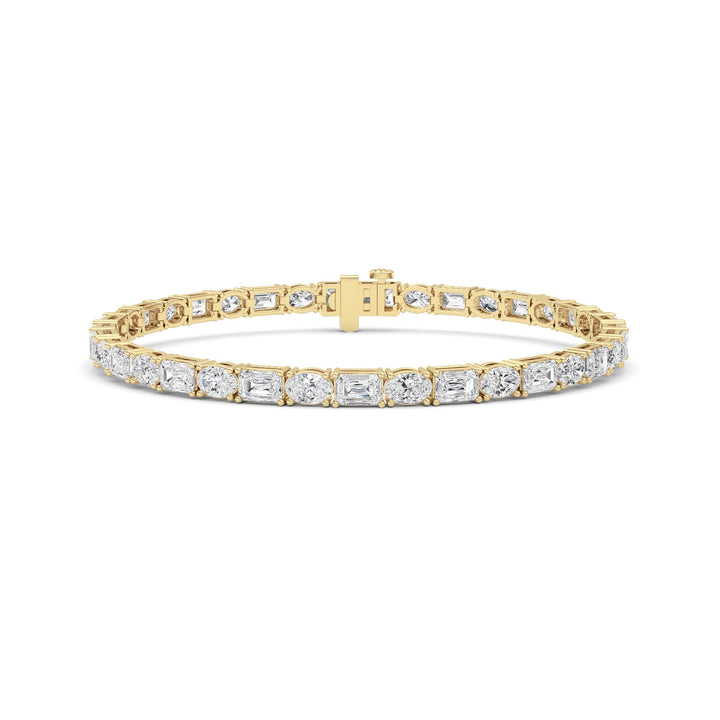 10CTW Emerald Shaped Lab Grown Diamond (F/VS) Bracelet in 14K Yellow Gold