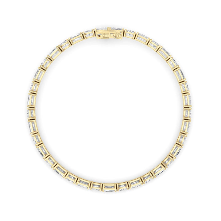 10CTW Emerald Shaped Lab Grown Diamond (F/VS) Bracelet in 14K Yellow Gold
