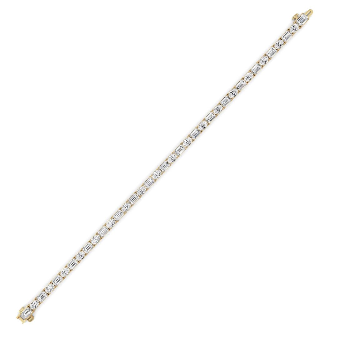 10CTW Emerald Shaped Lab Grown Diamond (F/VS) Bracelet in 14K Yellow Gold