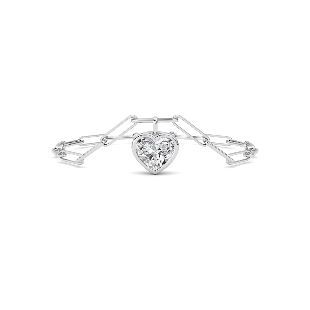 3CTW Heart Lab Grown Diamond (F/VS ) Bezel Set Bracelet in 14K Gold