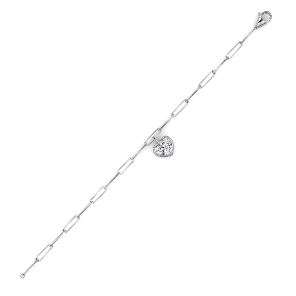3CTW Heart Lab Grown Diamond (F/VS ) Bezel Set Bracelet in 14K Gold