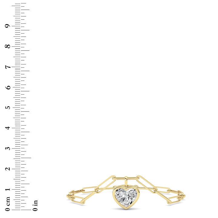 3CTW Heart Lab Grown Diamond (F/VS ) Bezel Set Bracelet in 14K Gold